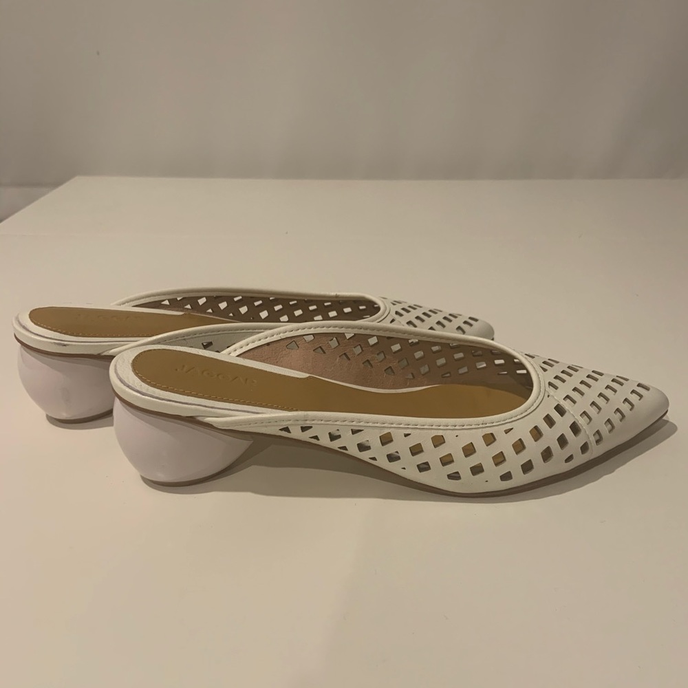 Jaggar White leather mules